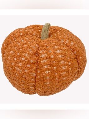 Large Textured Knit Pumpkin Accent - Pillow Orange
